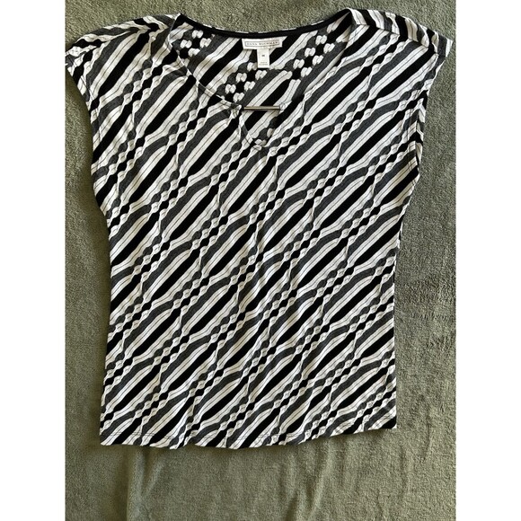 Dana Buchman Blouse Multicolor Sleeveless V-Neck Pullover Polyester Top ~ Size M - Picture 1 of 4